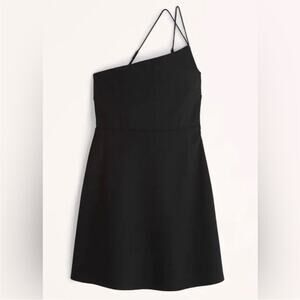 Abercrombie and fitch asymmetric neckline mini dress in black